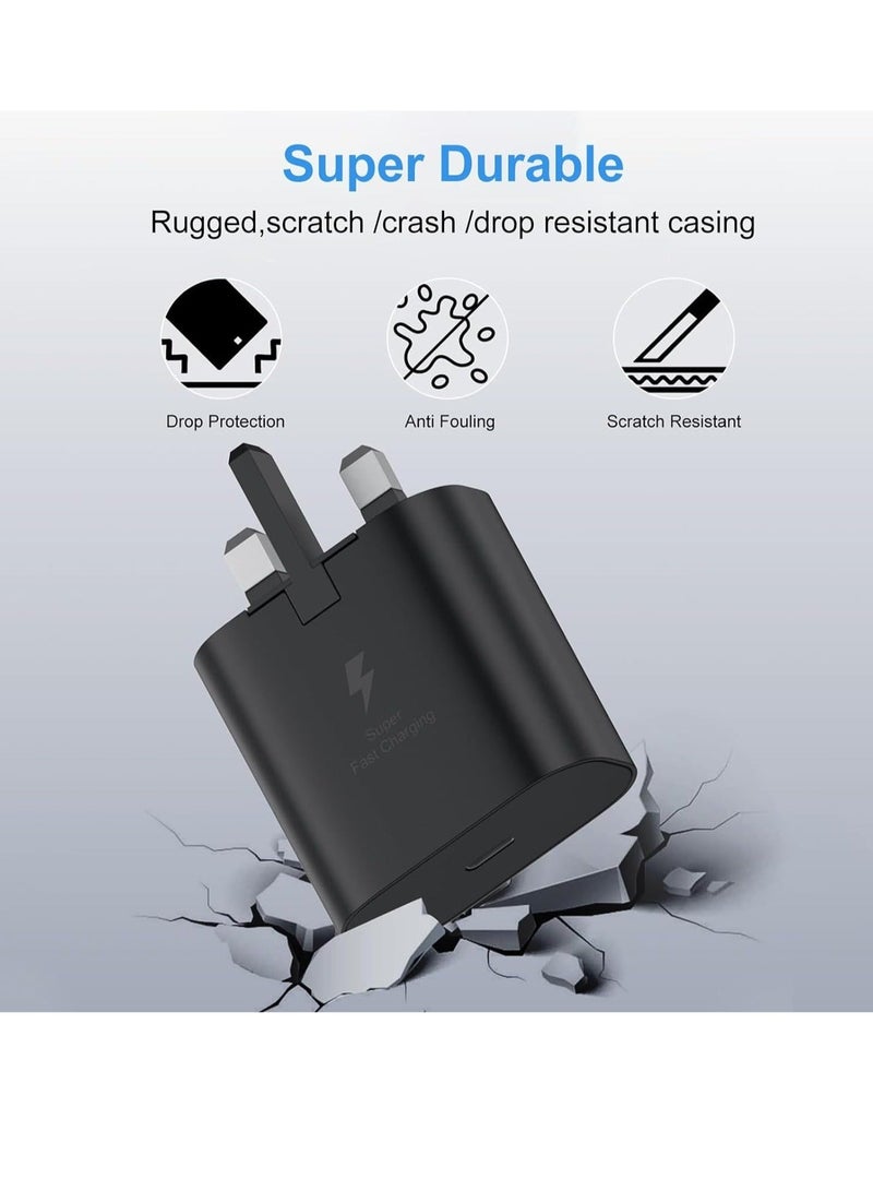 MUNTAQI 25W Fast Charger Plug for Samsung Galaxy with 2PCS 5 FT USB C Cable (Black) - Image 5