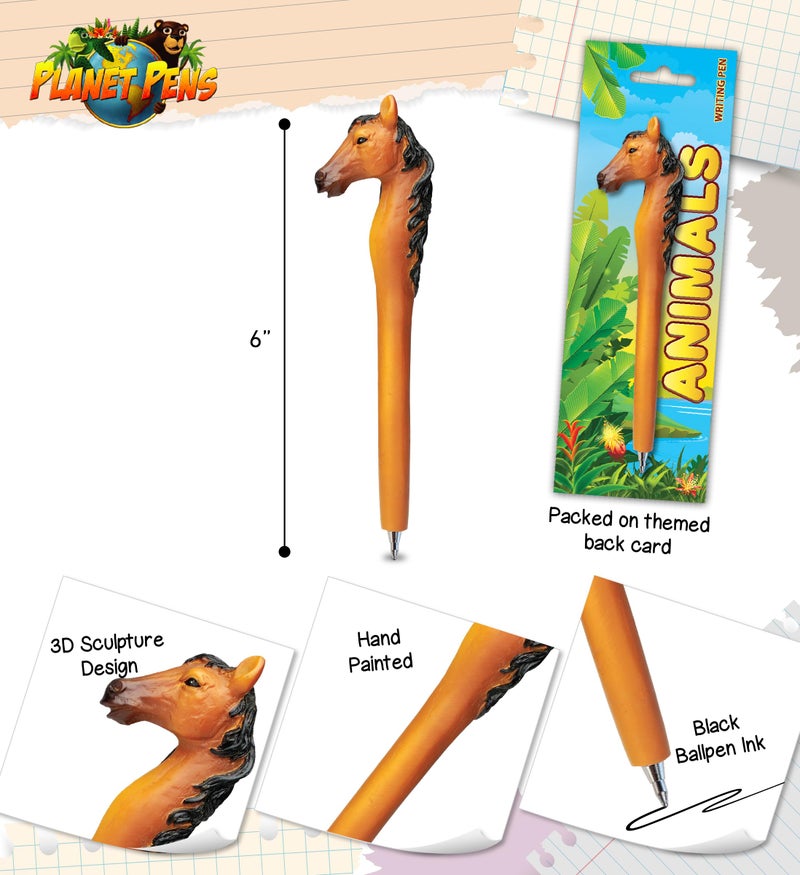 Puzzled Planet Pens Brown Horse Pen - Cute School Supplies for Girls and Boys, Fun Pens for Adults, and Cool Writing Pens for School and Work, Journaling Pens for Girls and Boys, Ideal Horse Party Favors Gift - Image 3
