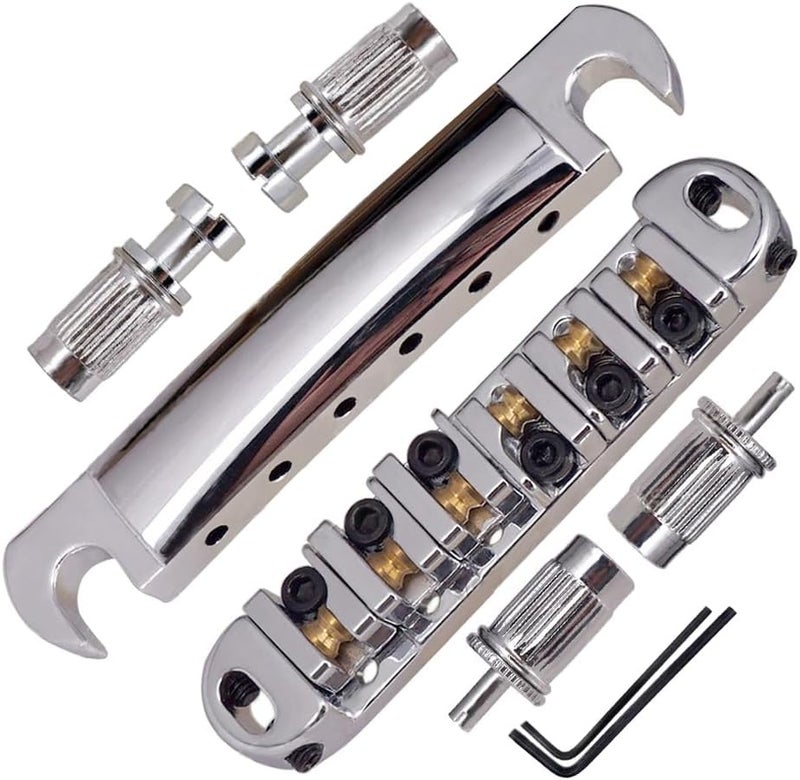 JD.Moon Roller Saddle Bridge ABR-1 Tune-o-matic Bridge Tailpiece Bridge For Les Paul Guitar (Chrome) - Image 1