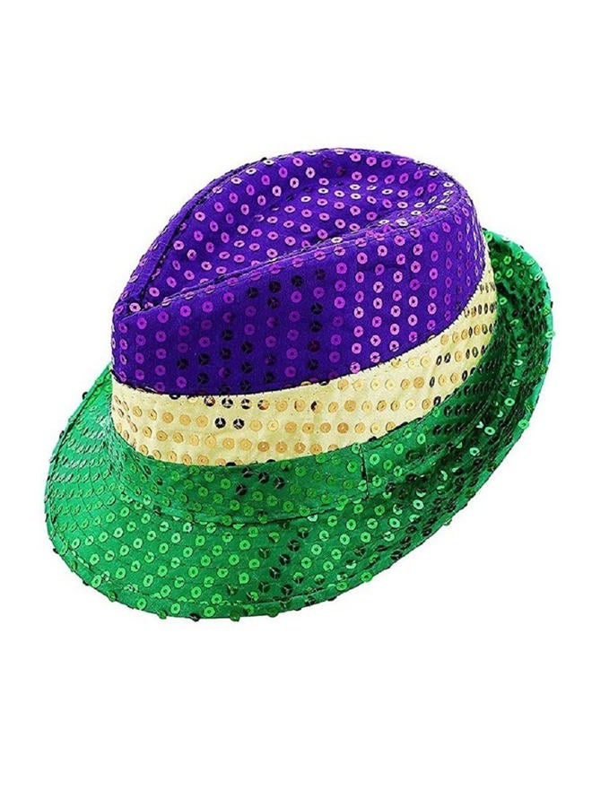 Ankelesz Mardi gras Hat Bow Tie Sequin Fedora Hat Carnival Party Cap for Kids Adults Party Favors - Image 1