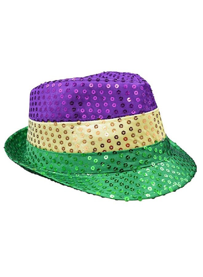 Ankelesz Mardi gras Hat Bow Tie Sequin Fedora Hat Carnival Party Cap for Kids Adults Party Favors - Image 3