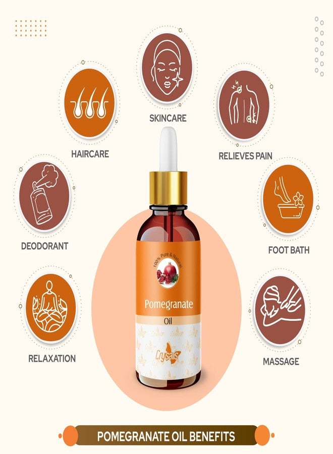 Crysalis Pomegranate (Punica Granatum) Oil |100% Pure & Natural Undiluted Carrier Oil Organic Standard| For Sensitive Skin & Revitalizing Dull Skin - Use On Skin And Hair| 30Ml With Dropper - Image 3