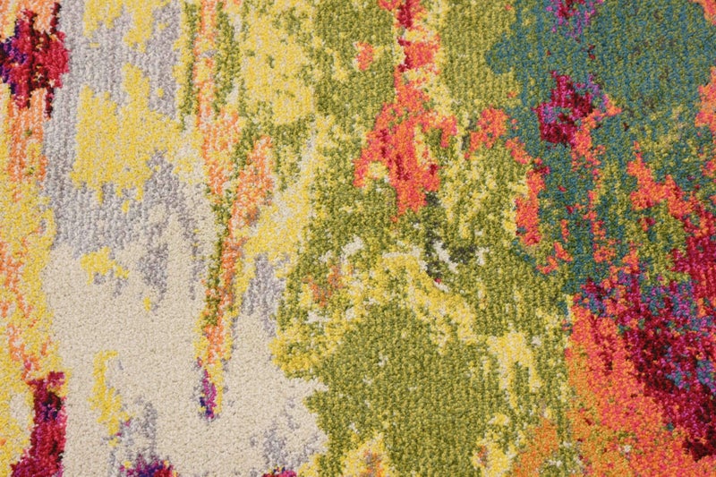 Unique Loom Estrella Collection Colorful, Abstract, Floral, Watercolors, Modern, Distressed Area Rug (2' 8 x 10' 0 Runner, Multi/Pink) - Image 4