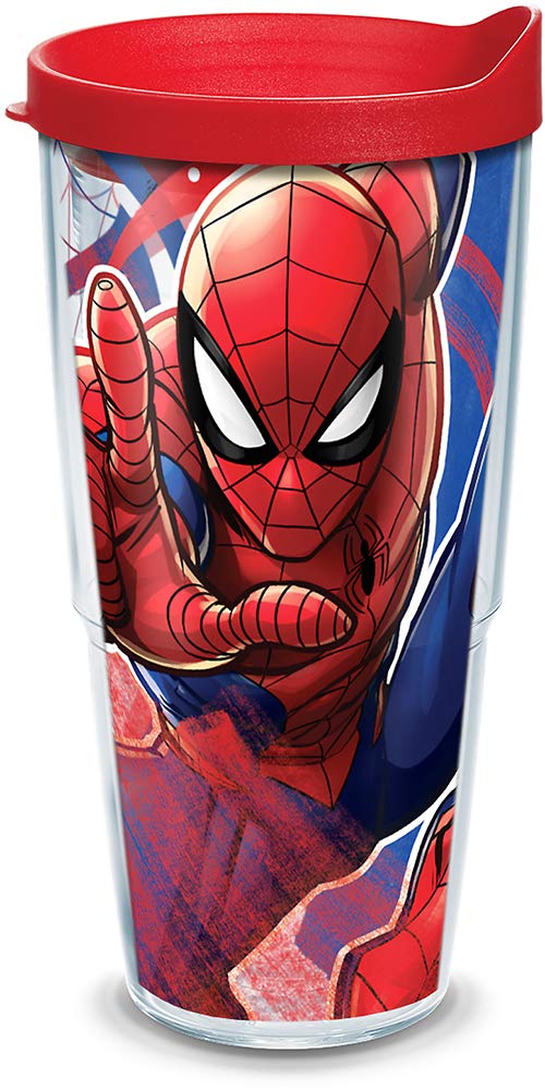 Tervis Marvel SpiderMan Iconic Made in USA Double Walled Insulated Tumbler Travel Cup Keeps Drinks Cold  Hot 24oz Classic 1 Count Pack of 1