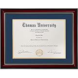 Flagship Frames Flagship Frames Flagship Diploma Frame Real Wood & Glass Golden Rim Sized 8.5x11 Inch with Mat and 11x14 Inch Without  - Image 1