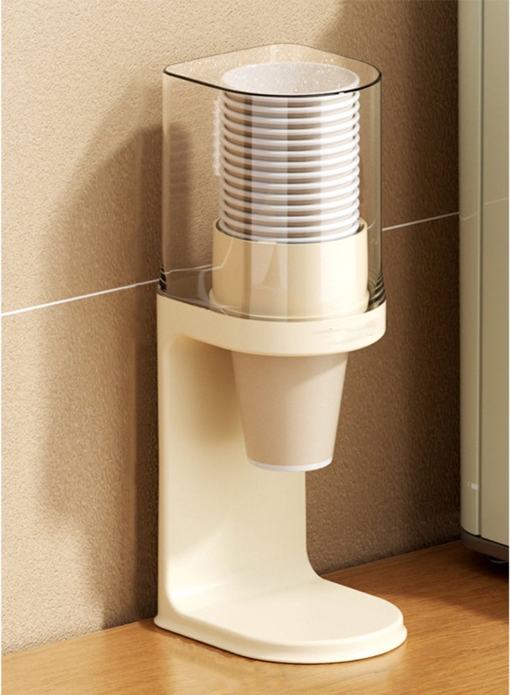 Beige color plastic paper cup holder stand, no cups - Image 1