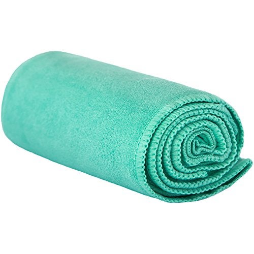 Shandali Hot Yoga Towel - SUEDE - 100% Microfiber, Super Absorbent, Bikram Yoga Towel - Exercise, Fitness, Pilates, and Yoga Gear. Teal 26.5" x 72" - Image 3