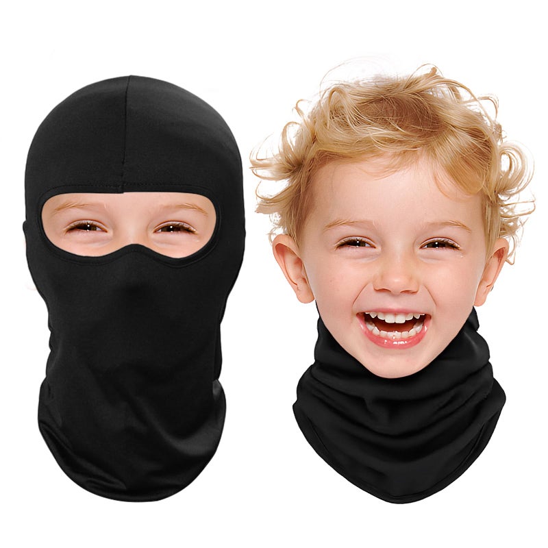 Kids Neck Gaiter 30cm Black 1 To 3 Pack Versatile 100% Polyester - Windproof UPF Sun Protection Balaclava For Kids Outdoor Sports, Skiing, Cycling And Year-Round Adventures - Image 1