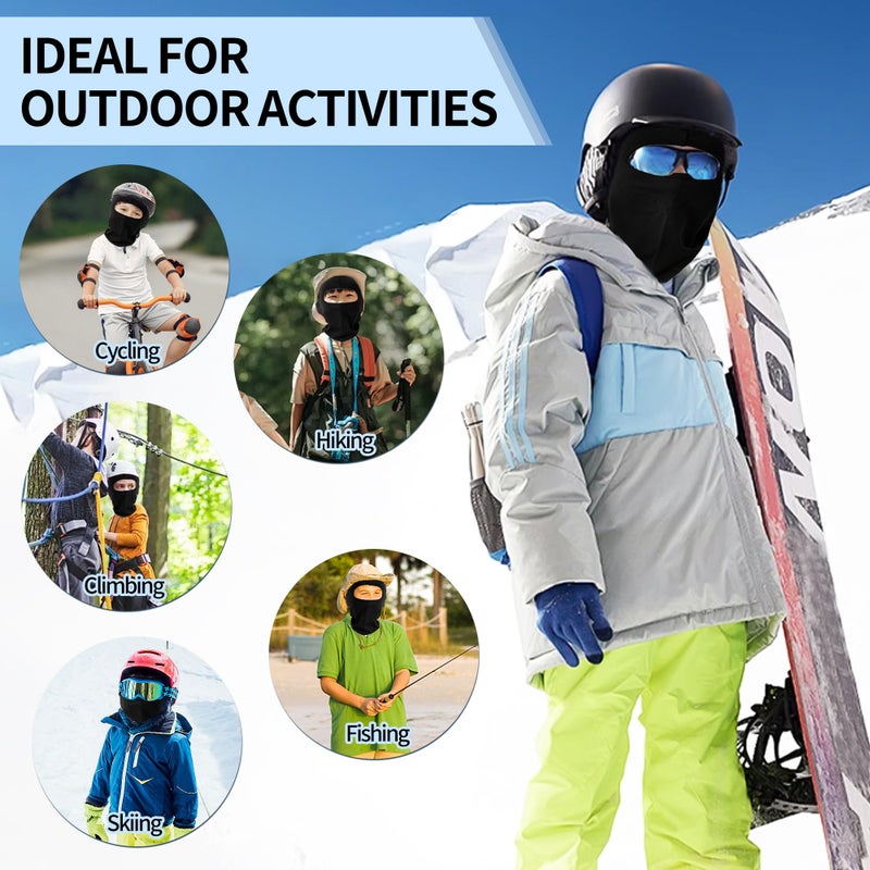 Kids Neck Gaiter 30cm Black 1 To 3 Pack Versatile 100% Polyester - Windproof UPF Sun Protection Balaclava For Kids Outdoor Sports, Skiing, Cycling And Year-Round Adventures - Image 3