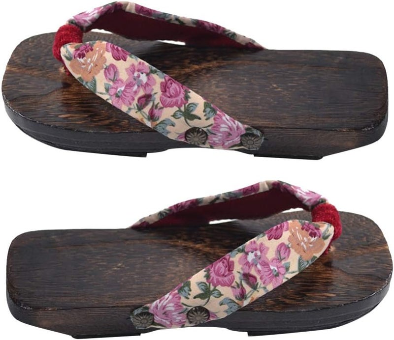 comfrt Wooden Flip Flops Sandals Slippers Shoes Japanese Style Wood Geta Sandals for Children Size 20-30 Pink - Image 3