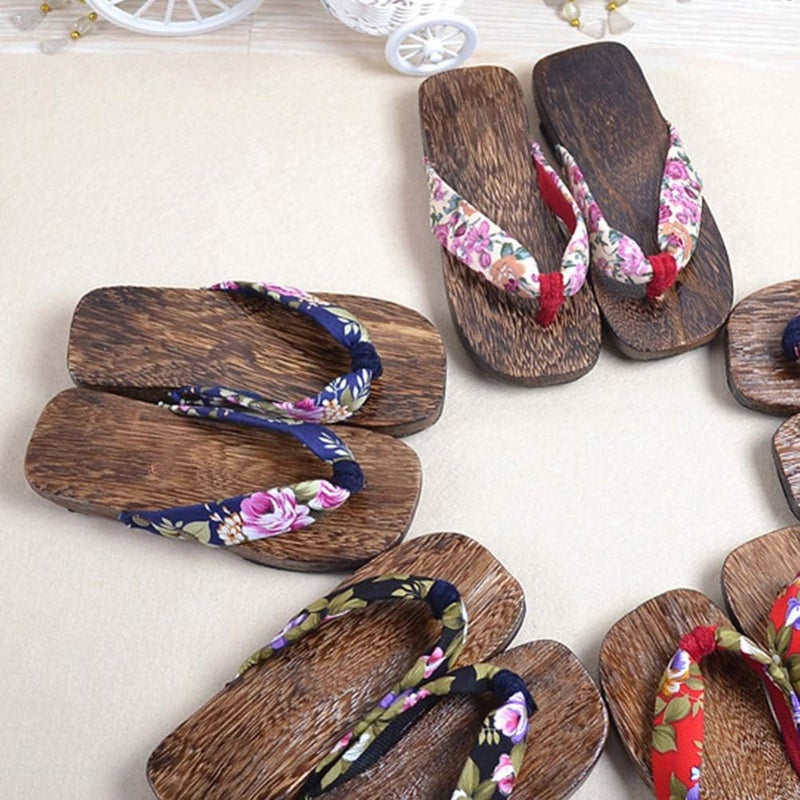 comfrt Wooden Flip Flops Sandals Slippers Shoes Japanese Style Wood Geta Sandals for Children Size 20-30 Pink - Image 5