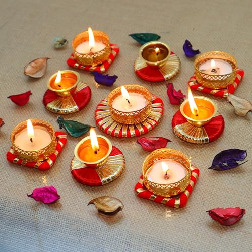 Jaipur Ace Classic Tea Light Holders for Diwali Décor Set of 9 | Decorative Candle Holders for Home, Weddings & Festivals | Timeless Beauty with Traditional Design - Image 1