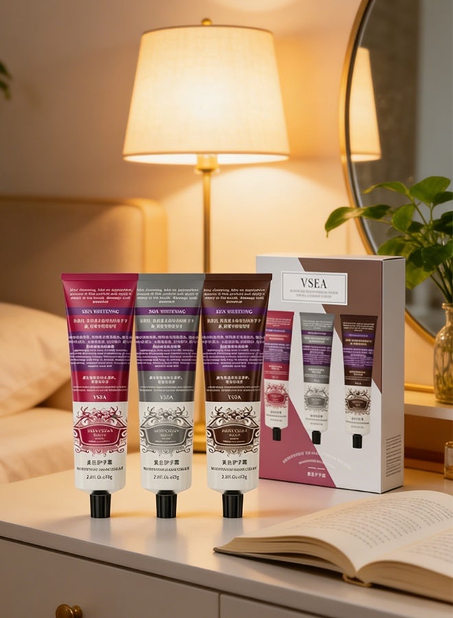 VSEA 3-Piece Hand Cream Gift Set, Moisturizing & Brightening Hand Lotion Set, Non-Greasy Skin Care for Dry, Rough Hands, Travel-Size Hand Cream Trio for Women - Image 2