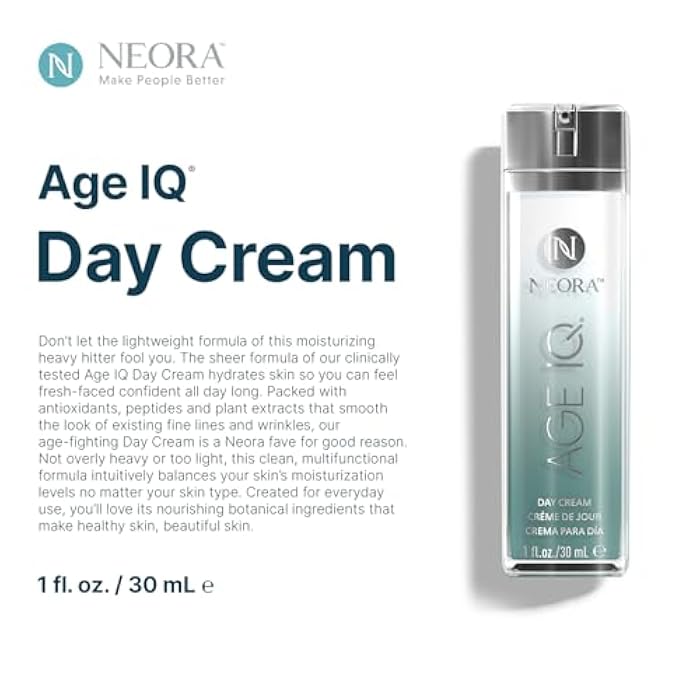 NEORA Age IQ - Day Cream with Bidens Pilosa, Peptides, Vitamin C & Jojoba - Hydrates, Smooths Fine Lines, Supports Radiance for All Skin Types -1 fl.oz. - Image 3