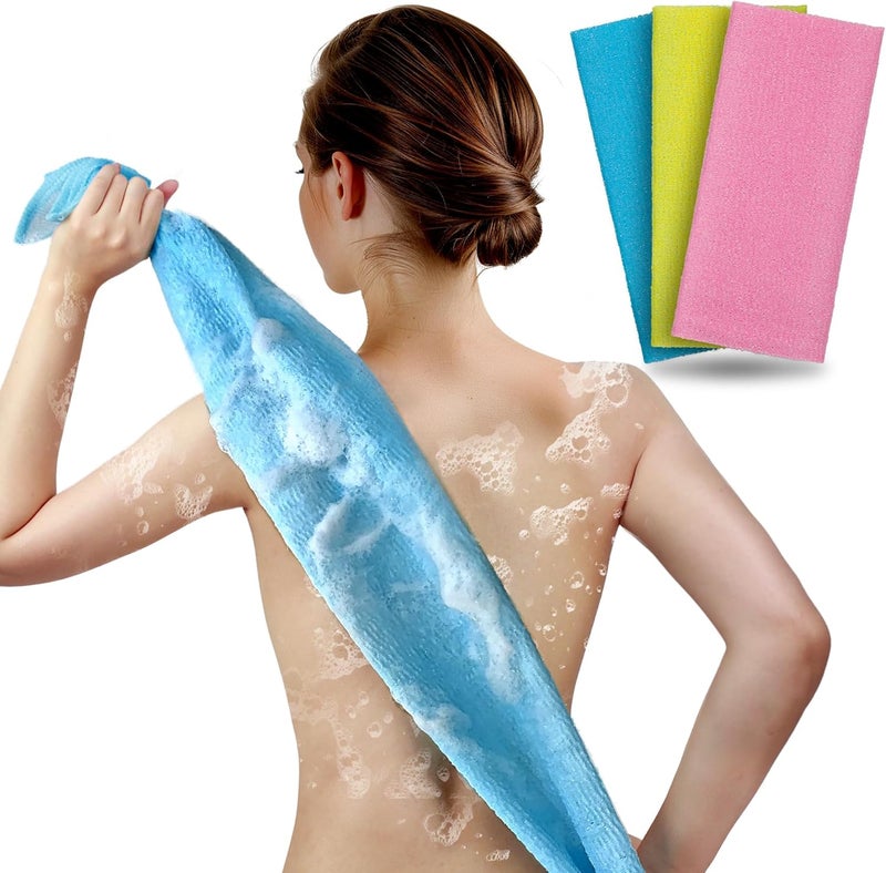 ARCH&M Exfoliating Washcloth Towel Japanese Washcloth Nylon Bath Wash Towel Korean Exfoliating Towel Body Beauty Washcloth Sponge Loofah Exfoliating Body Scrub Back Scrubber For Shower Cloth 3 Pack By - Image 1