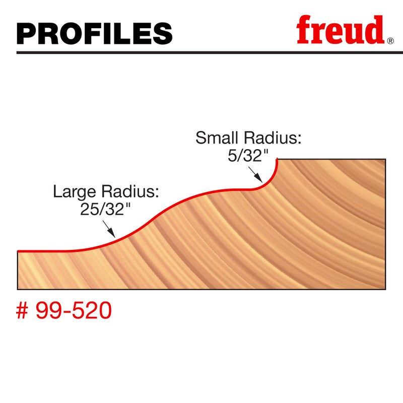 Freud Quadra-Cut Raised Panel Bit for Doors, Drawer Fronts, Paneling, and Decorative Tasks - 3-1/2" Diameter, 7/32" Height, 2-1/2" Length, 25/32" Radius, 1/2" Shank - 99-518 - Image 2
