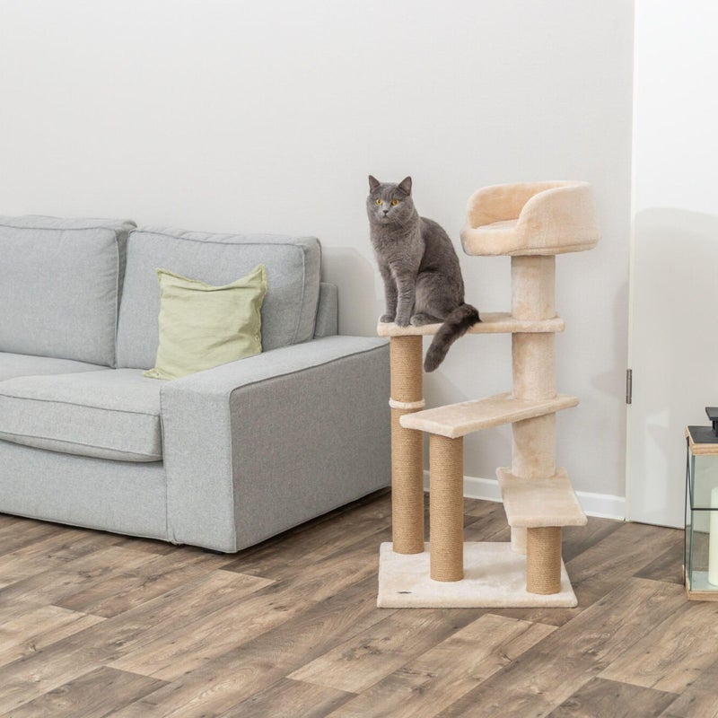 TRIXIE Tulia Senior Cat Tower with Scratching Posts, Four Platforms, Top Platform with Backrest, Beige Medium - Image 3