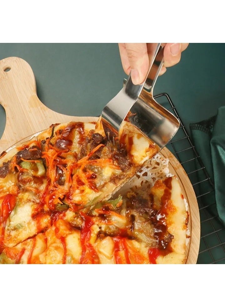 Premium Stainless Steel 2-in-1 Pizza and Cake Server Tongs – Multi-Use Dessert Spatula - Image 3