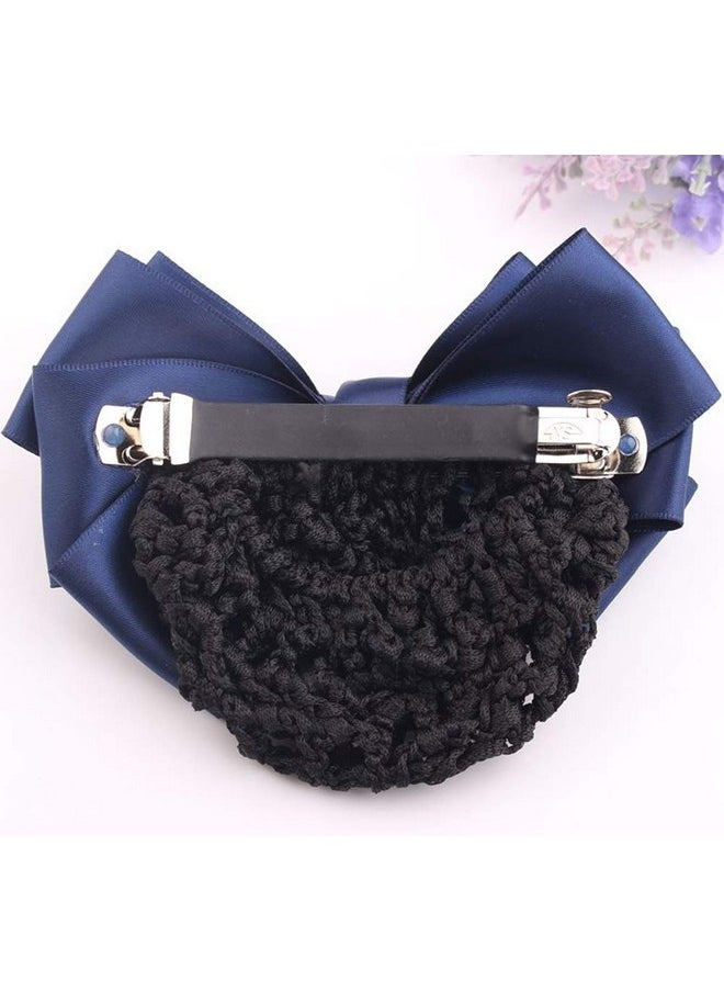 ericotry - Women Hair Bun Cover Net Snood Hairnet Bowknot Decor Barrette Hair Clip Bow Ribbon Flower Hair Accessories For Stewardess Banks Hotels Restaurant Staff (Black) - Image 1