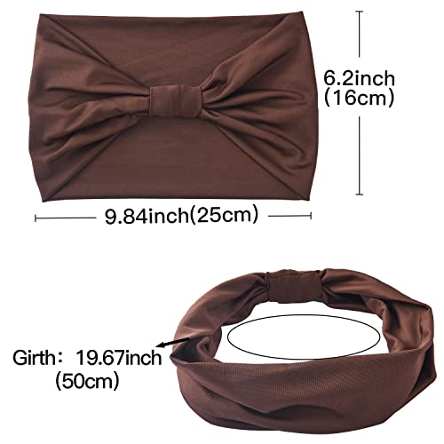 Yeshan Wide Headbands for Women No Slip African Boho Headband Solid Bandana Head bands Elastic Yoga Workout Sweat Bands Running Sport Turban Knotted Headwraps,Pack of 6 - Image 2