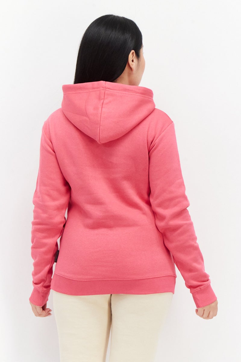French Connection Women Long Sleeve Hoodie Brand Logo Sweatshirt , Pink - Image 3