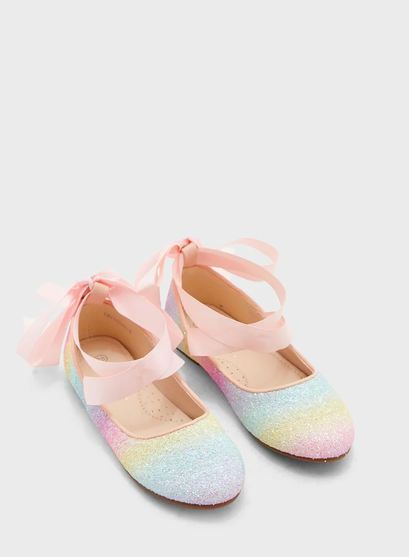 CCC Kids Tie Detail Tie Dye Ballerinas