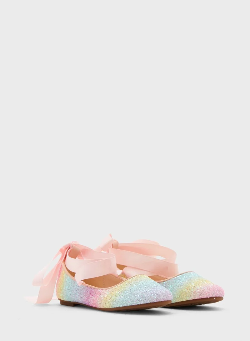 CCC Kids Tie Detail Tie Dye Ballerinas