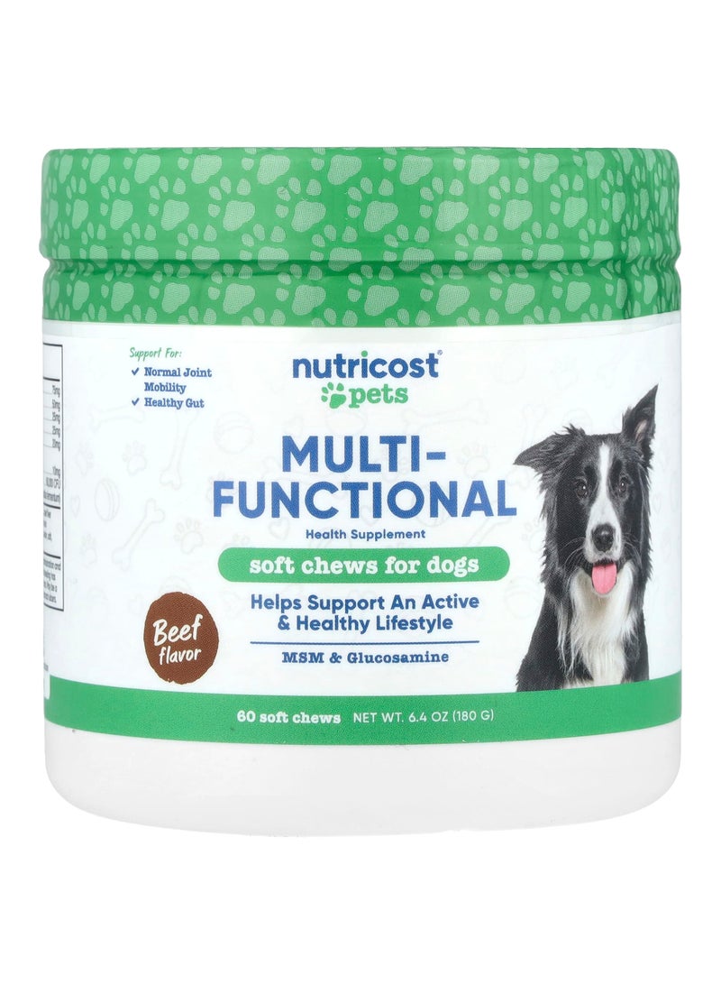 Pets, Multi-Functional, For Dogs, Beef, 60 Soft Chews, 6.4 oz (180 g)