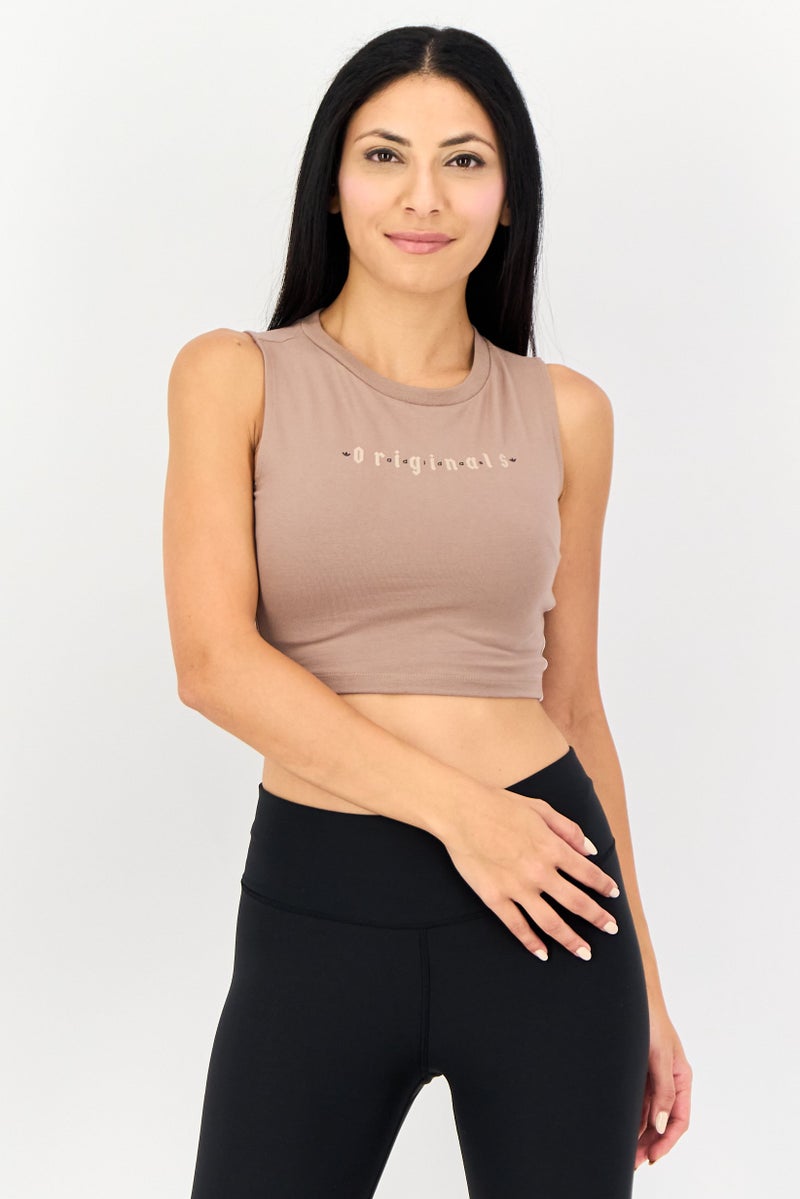 adidas Originals Women Sportswear Fit Sleeveless Training Tank Top, Taupe - Image 1