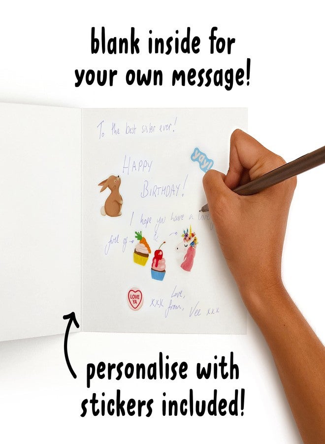 سنترال 23 بطاقة معايدة عيد الميلاد الأول من سنترال ٢٣ - لفتاة عيد ميلادها الأول - بعمر سنة واحدة - كعكة قوس قزح - تأتي مع ملصقات لطيفة - Image 4