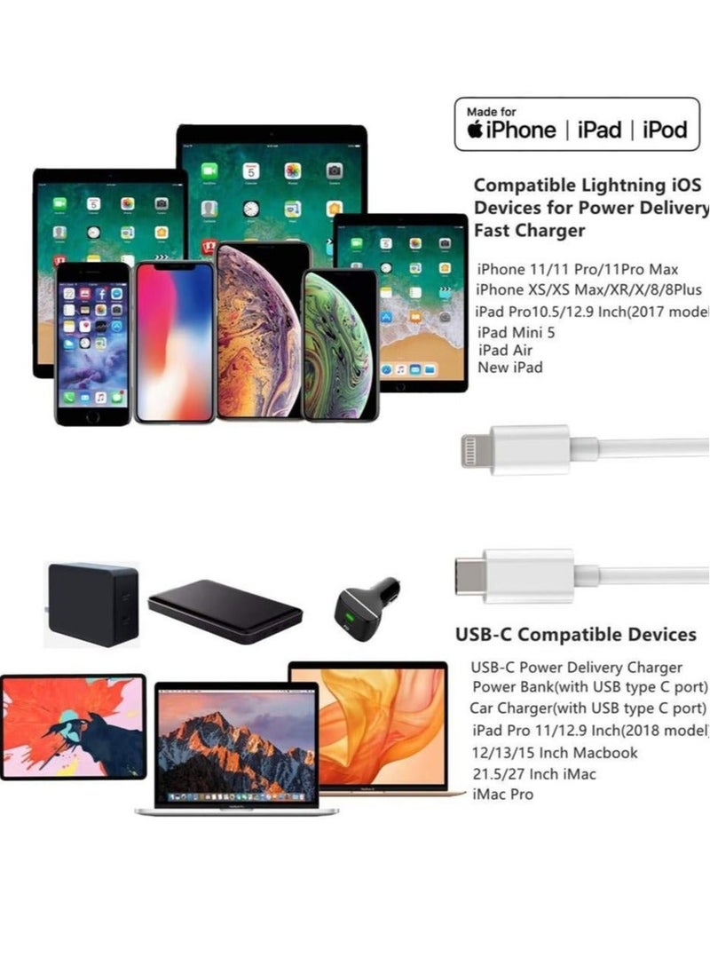 HuHa - USB C to Lightning Cable 6.6ft [Apple MFi Certified] PD Fast Charging and Hi-speed Syncing Cord Compatible with iPhone X/XS/XR/XS MAX/8/8 Plus, - Image 1