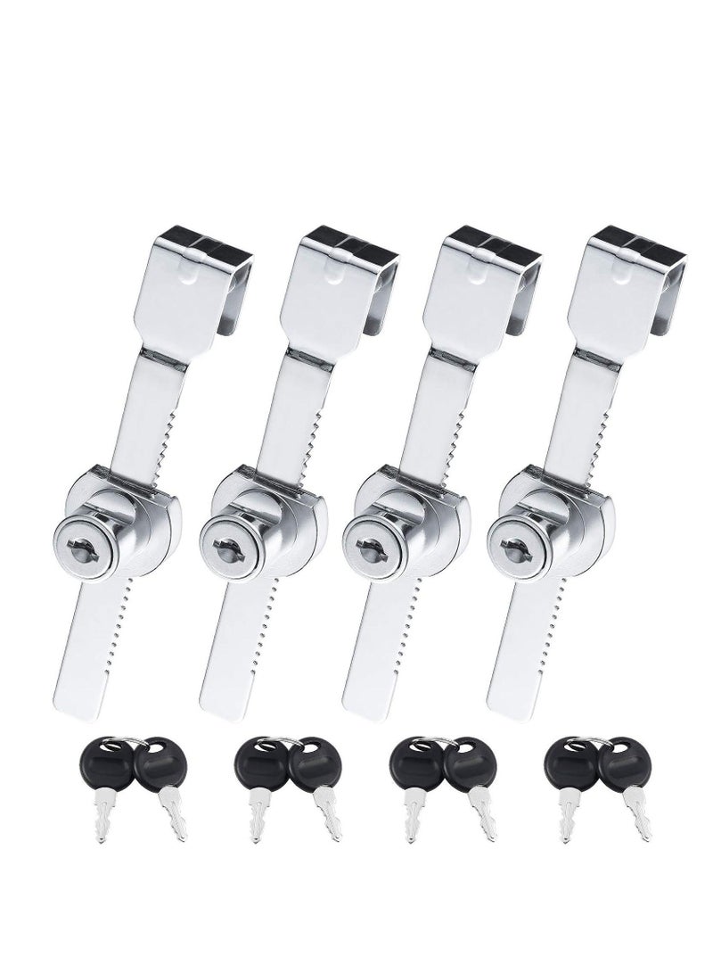 Glass Showcase Cabinet Locks 4 Set Sliding Glass Door Ratchet Locks Durable Drawer Cabinet Door Locks Sliding Door Frame Locks for Display Drawer Cupboard Mail Box Door Showcase (with 8 Keys)  - Image 1