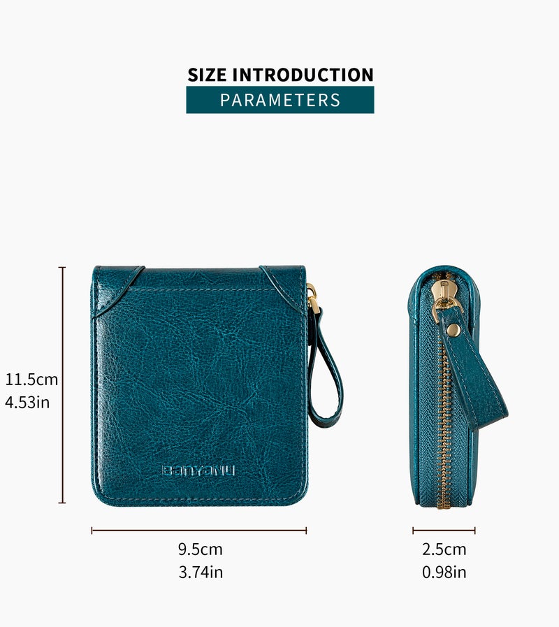 banyanu Women's Genuine Leather Wallet  Short Wallet with RFID Protection - BYN-888 - Image 4