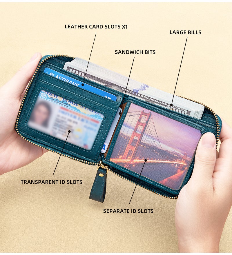 banyanu Women's Genuine Leather Wallet  Short Wallet with RFID Protection - BYN-888 - Image 2