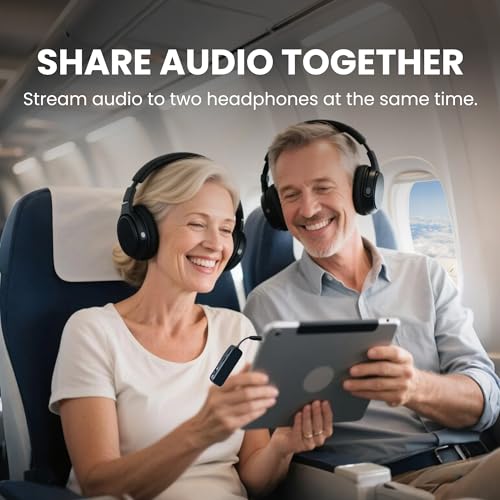 Avantree Relay - Premium Airplane Bluetooth Adapter with Advanced Qualcomm Chipset, 2 Headphones Support, 25hrs Play Time, aptX Adaptive & HD Audio Transmitter for Airpods, Bose & Travel Flight - Image 5