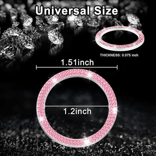 LivTee 2 PCS Crystal Double Rhinestone Car Engine Start Stop Decoration Ring, Bling Car Interior Accessories for Women, Push to Start Button Cover Sticker, Automotive Decals, Pink - Image 4