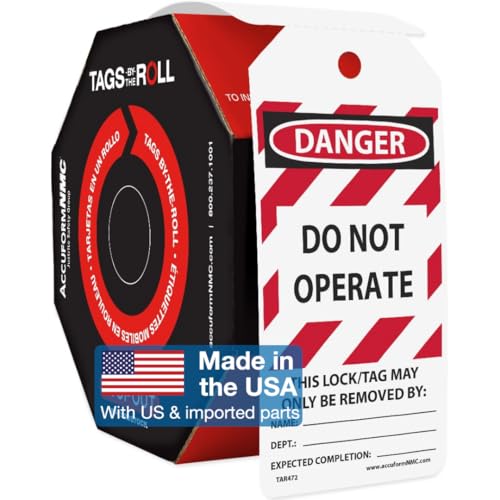 AccuformNMC 250 Lockout Tags by-The-Roll, Danger Do Not Operate Equipment Locked Out by, US Made OSHA Compliant Tags, Waterproof PF-Cardstock, Resists Tears, 6.25"x3", TAR472 - Image 1