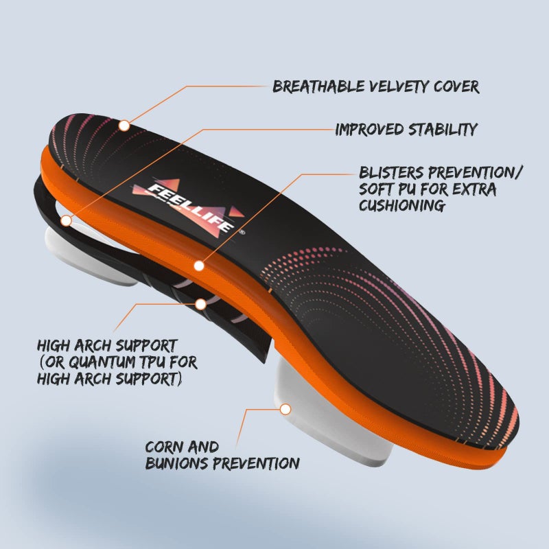 FEELLIFE Plantar Fasciitis Relief Shoe Insoles [1-Pair], Arch Support Insoles, Running Athletic Gel Shoe Inserts, Orthotic Inserts for Arch Pain [Trim to Fit: Men 8-12/Women 9-13] - Image 2
