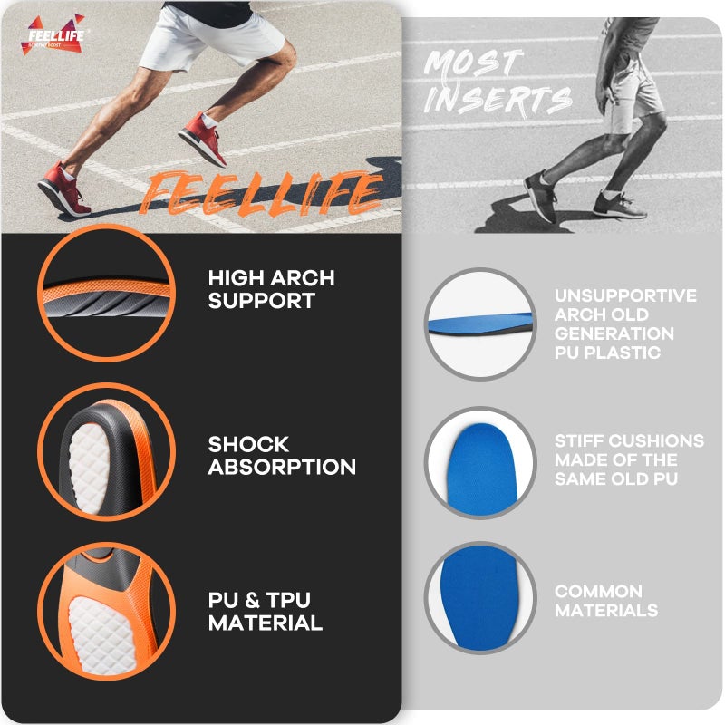 FEELLIFE Plantar Fasciitis Relief Shoe Insoles [1-Pair], Arch Support Insoles, Running Athletic Gel Shoe Inserts, Orthotic Inserts for Arch Pain [Trim to Fit: Men 8-12/Women 9-13] - Image 3