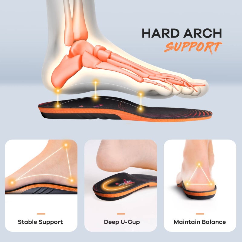 FEELLIFE Plantar Fasciitis Relief Shoe Insoles [1-Pair], Arch Support Insoles, Running Athletic Gel Shoe Inserts, Orthotic Inserts for Arch Pain [Trim to Fit: Men 8-12/Women 9-13] - Image 4