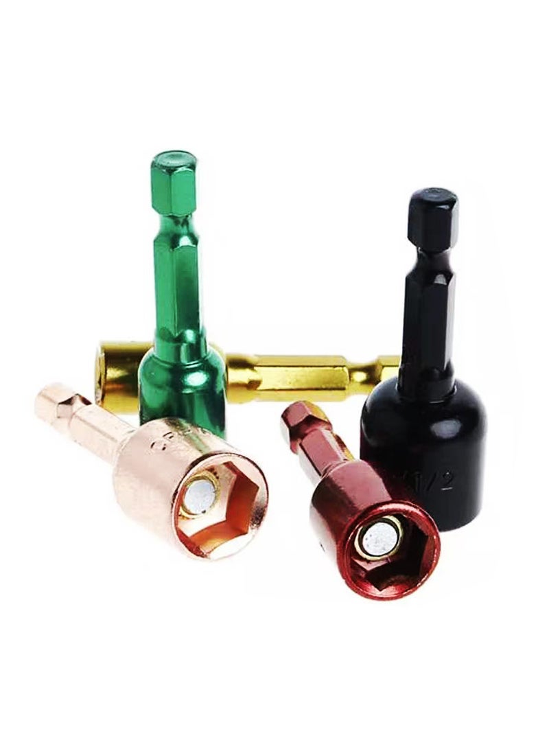 يا كومز مجموعة سائق المكسرات المغناطيسية لمحفرة التأثير SAE Yakumuz 5PCS 1/4 "سائق الطاقة محول المقبس الستة محولات المسامير مجموعة إعدادات المكسرات للتغيير السريع تشاك ، مسمار كهربائية ، حفرات يدوية  - Image 4
