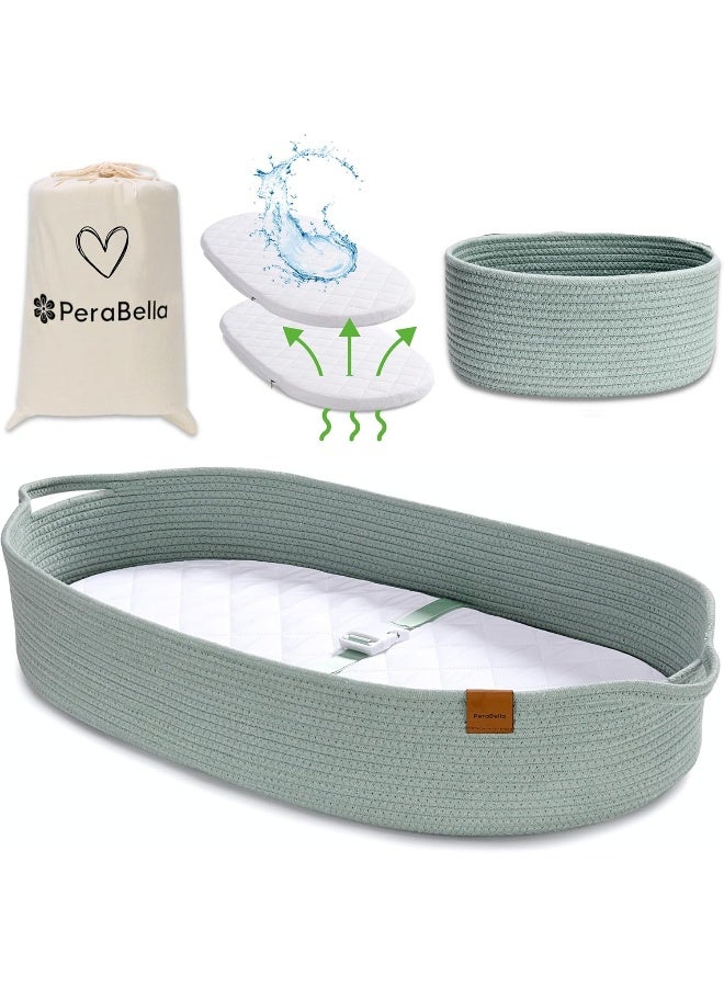 PeraBella Baby Changing Basket (Lily Green) - Image 1