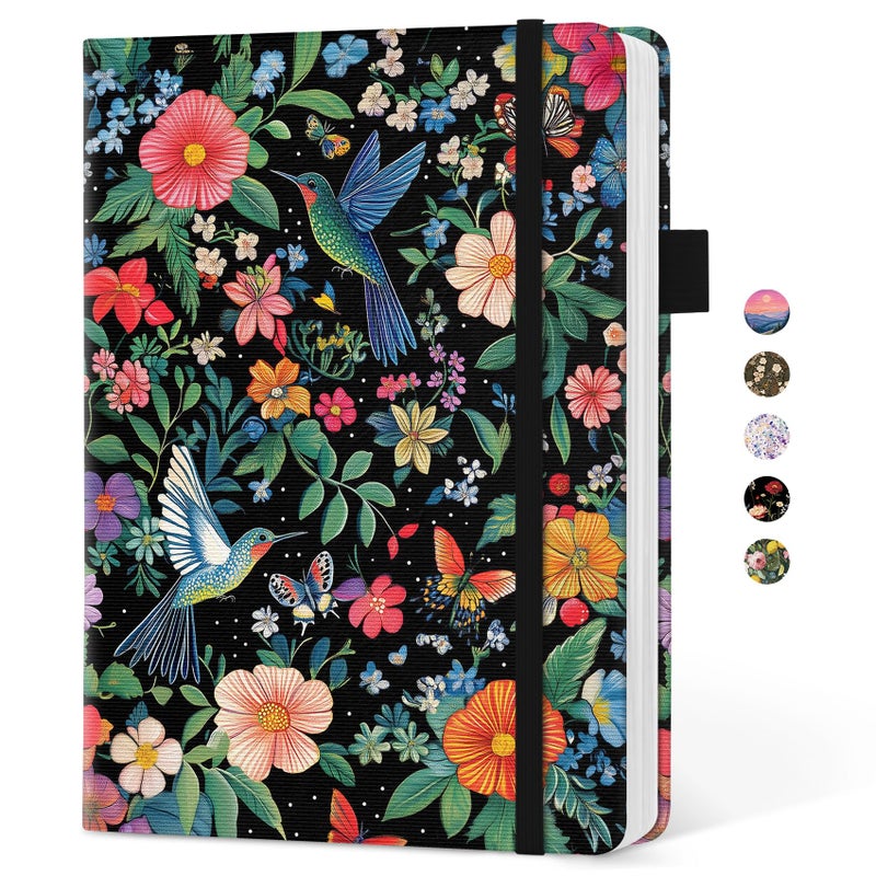 Taja Pretty Lined Journal for Women, Aesthetic Cute Hardcover Leather Journal for Writing, A5 College Ruled Notebook for Work & Note Taking, Perfect for Office School Home, 160 Pages, Hummingbird - Image 1