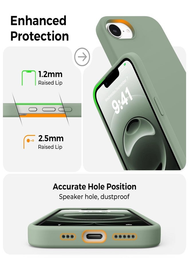 AOTESIER iPhone 16e Case, iPhone 16e Case, Food Grade Silicone Shockproof Military Grade Case for iPhone 16E 2025 6.1 inch with Anti-Scratch Microfiber Lining Inside, Green - Image 5