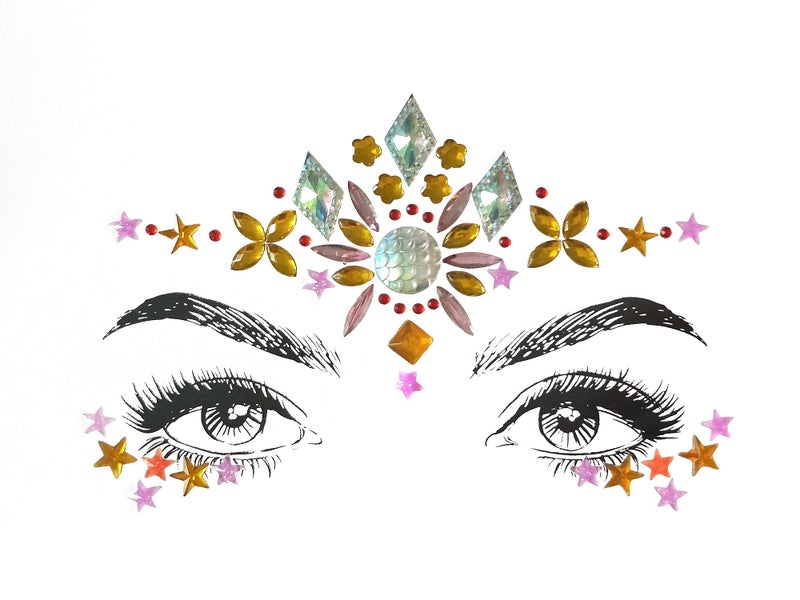 SHINEYES 6 Pcs Festival Party Face Jewels, Rhinestone Face Gems, Halloween Music Festival Birthday Rave Carnival Party Face Stickers - Image 2