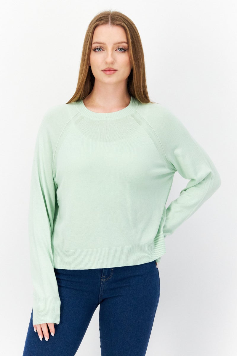 French Connection Women Round Neck Long Sleeves Plain Sweater, Mint - Image 1