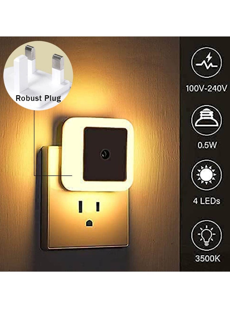 ضوء ليلي قابل للتوصيل، أضواء LED موفرة للطاقة بقوة 0.5 واط مع مستشعر ضوئي من الفجر إلى الغسق، ضوء ليلي أبيض دافئ لغرفة النوم، المدخل، السلم، غرفة الأطفال (معيار بريطاني) - Image 5