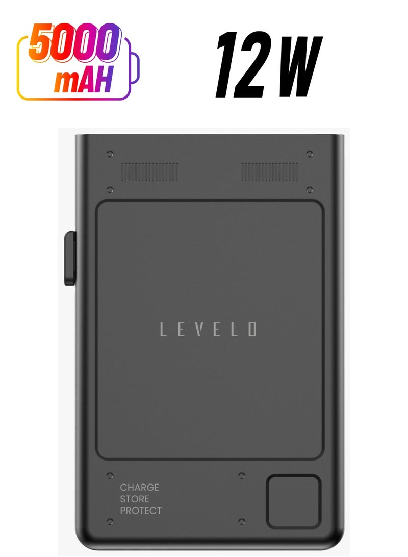 باور بانك محمول 5000 مللي أمبير في الساعة 3 في 1 من أونيكس / شحن سريع 12 وات / حماية RFID / مؤشر LED / كابل قبضة / إخراج تلقائي - أسود