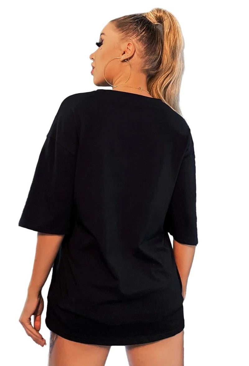 LEOTUDE Womens Oversized Round Neck Half Sleeve T-Shirts (SP-7VRUVTXIYVLK5HCZ_Multicolor3_3XL) - Image 2