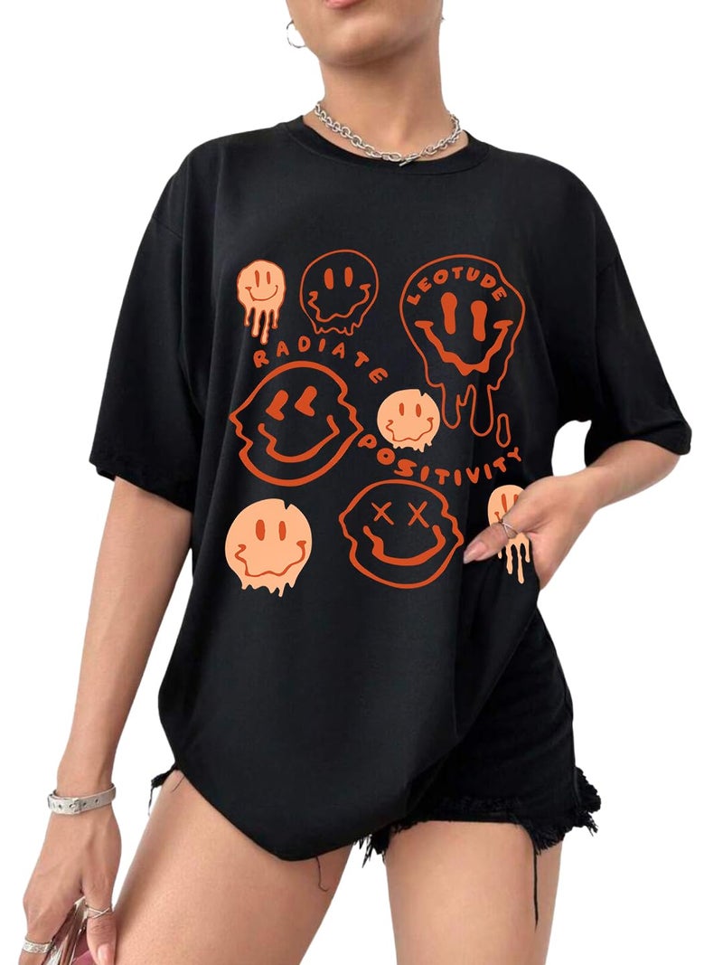 LEOTUDE Womens Oversized Round Neck Half Sleeve T-Shirts (SP-7VRUVTXIYVLK5HCZ_Multicolor3_3XL) - Image 1